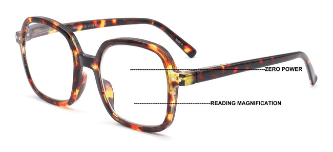 Retro Oversized Progressive Reading Glasses – AR Lens /w Zero Power on Top CR28