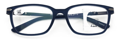Men Modern Rectangular Progressive Reading Glasses - Zero Power On Top Reader