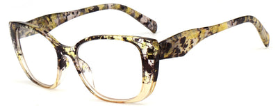 Women 2-tone bold marble print reading glasses - Spring Hinge Clear Lens Reader