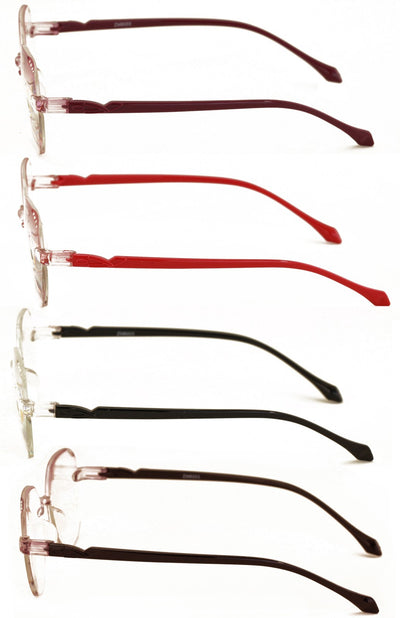 4 pairs women rimless lightly tinted oval reading glasses - Blue blocker UV prot