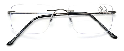 Men Rimless BIFOCAL Reading Glasses – Metal Frame – Anti-UV Blue Light Reader
