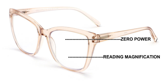 Women Wide Oversized Clear Progressive Reading Glasses Zero Power on Top AR CR29
