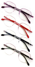 4 pairs women rimless lightly tinted oval reading glasses - Blue blocker UV prot