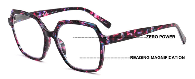 Women’s Square Progressive Clear Lens Reading Glasses – No Line - Clear On Top
