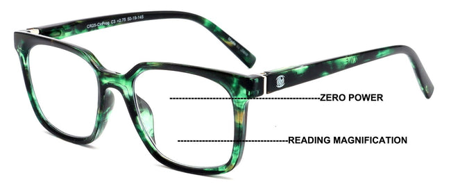 Modern Square Progressive Clear Lens Reading Glasses - Clear On Top - Multifocal