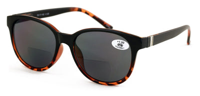 Women’s Bifocal 2-Tone Tortoise Reading Sunglasses – UV400 Tinted Lenses, Oval C