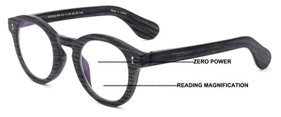 Round Progressive Reading Glasses - Clear Zero Power on Top - No Bubble or Line