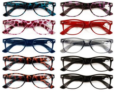 10 Pairs Comfortable Classic Reading Glasses for Men or Women – Lightweight Read