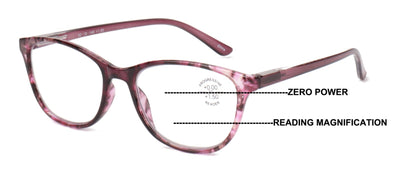 Women Marble Print Clear Progressive Reading Glasses - Zero Power On Top Reader