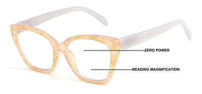 Women Cateye Progressive Clear Lens Reader - Zero Power On top - Translucent