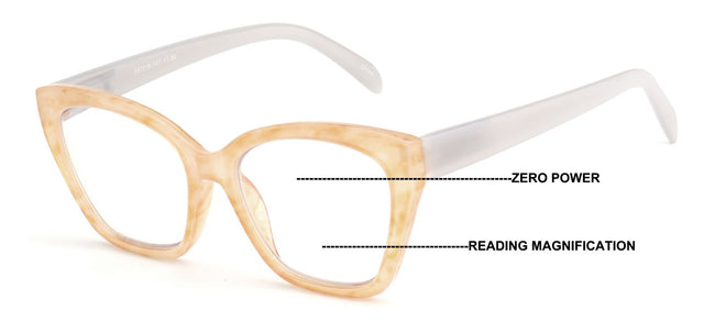 Women Cateye Progressive Clear Lens Reader - Zero Power On top - Translucent
