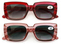 2 Pairs Women Outdoor Reading Sunglasses Rectangular Full Lens Readers Gradient