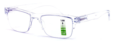 Half Rim Rectangular Progressive Multifocal Reading Glasses - Half Power On Top