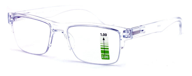 Half Rim Rectangular Progressive Multifocal Reading Glasses - Half Power On Top