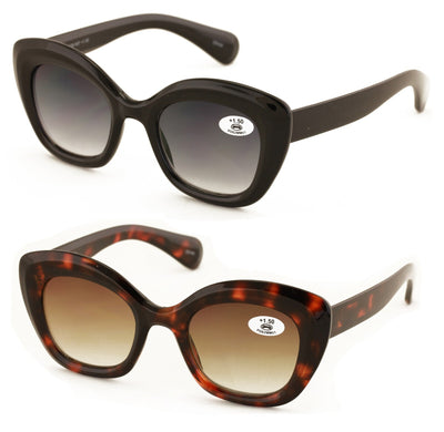 2 Pairs Women Outdoor Reading Sunglasses Oversized Full Gradient Lens Readers Ov