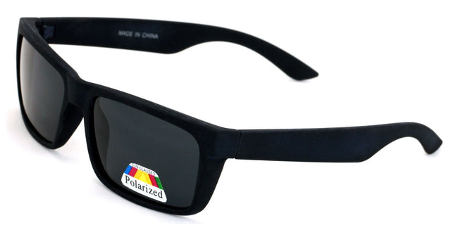 Men Matte Black Soft Polarized Sunglasses Rectangular UV400 Protection Biker