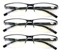 3 Pairs Black Rectangular Lightweight Clear Bifocal Reading Glasses Blue Blocker