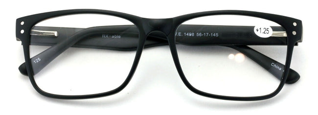 Large Men Premium Rectangular Reading Glasses Optical Frame Reader Spring Hinge