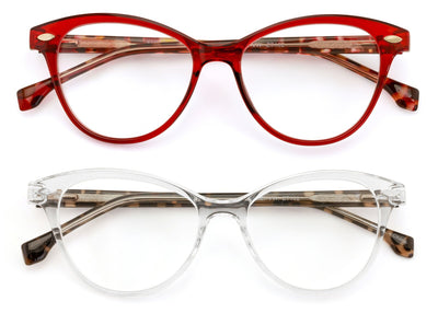 2 Pairs Women 2 Tone Oval Tortoise Temple Optical Frame Fashion Reading Glasses