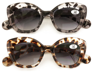 2 Pairs Women Outdoor Reading Sunglasses Oversized Full Gradient Lens Readers Ov