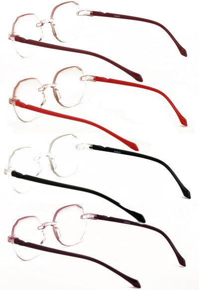 4 pairs women rimless lightly tinted oval reading glasses - Blue blocker UV prot