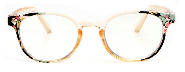 Women Round Translucent Floral Progressive Reading Glasses - Clear on Top - AR