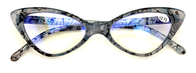 Women's Slim Cateye Clear Bifocal Reading Glasses - Anti-Blue UV Blocker Readers