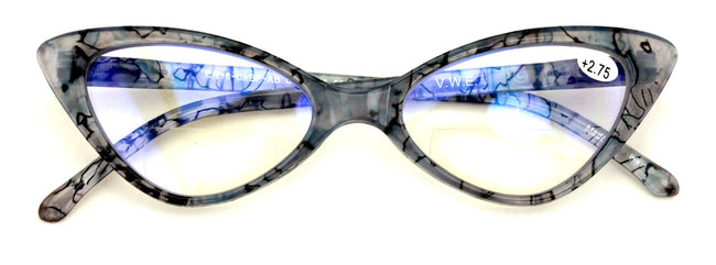 Women's Slim Cateye Clear Bifocal Reading Glasses - Anti-Blue UV Blocker Readers