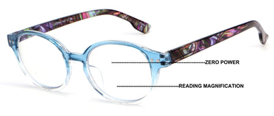 Oval Round Progressive Reading Glasses - Clear on Top - Mosaic Temple - AR Coat