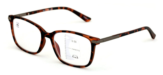 Men Modern Rectangular Progressive Reading Glasses - Zero Power On Top Reader