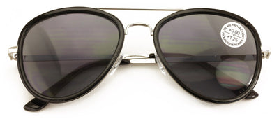 Large Metal Tear Drop Progressive Reading Sunglasses - Zero Power On Top No Line