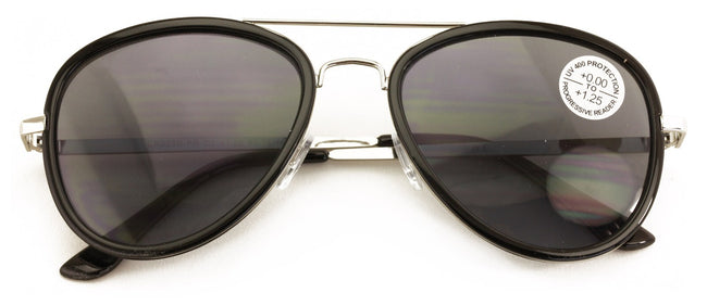 Large Metal Tear Drop Progressive Reading Sunglasses - Zero Power On Top No Line