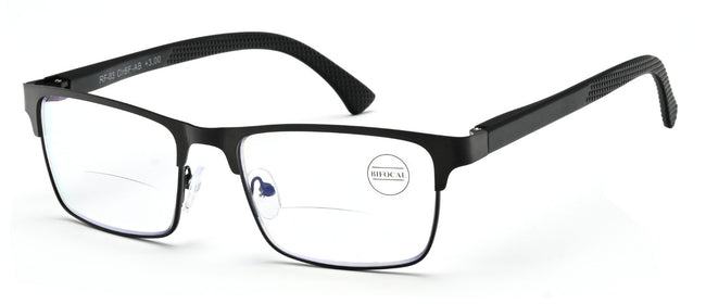 Men Metal Reading Glasses BIFOCAL Modern Anti-Blue Blocker UV Clear Reader