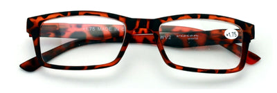 Men Rectangular Readers Matte Reading Glasses Spring Hinge Rubberized Tortoise