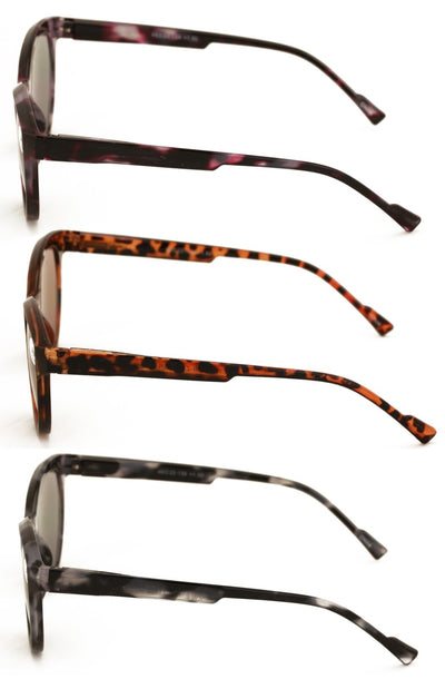 3 Pairs Women Leopard Print Fully Magnified Round Sunglasses Reader Spring Hinge
