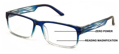 Modern Rectangular Progressive Reader - Clear On Top Reading Glasses - AR Coatin