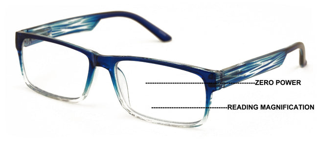 Modern Rectangular Progressive Reader - Clear On Top Reading Glasses - AR Coatin