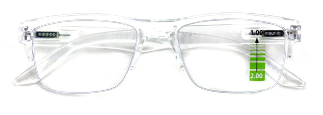 Half Rim Rectangular Progressive Multifocal Reading Glasses - Half Power On Top