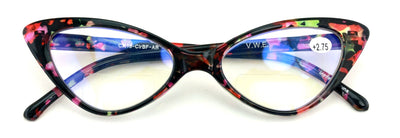 Women's Slim Cateye Clear Bifocal Reading Glasses - Anti-Blue UV Blocker Readers
