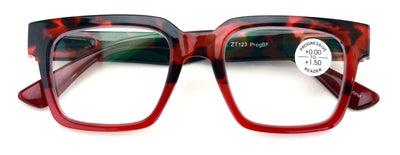 Women Bold Square Progressive Reading Glasses - Clear on Top Reader - AR coating