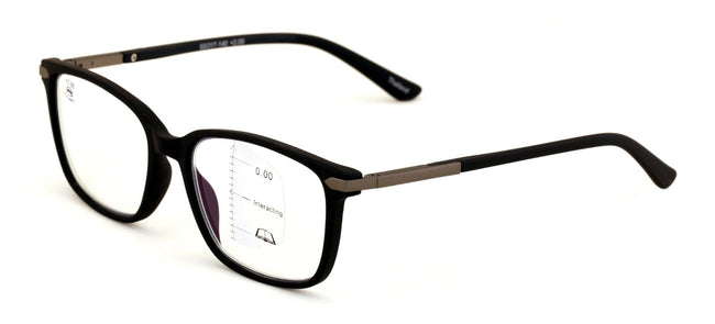 Men Modern Rectangular Progressive Reading Glasses - Zero Power On Top Reader