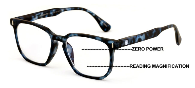 Matte Progressive Clear Reading Glasses - Anti Blue Blocker - Zero Power on Top