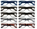 10 Pairs Comfortable Classic Reading Glasses for Men or Women – Lightweight Read