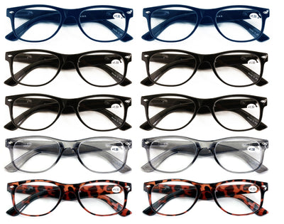 10 Pairs Comfortable Classic Reading Glasses for Men or Women – Lightweight Read