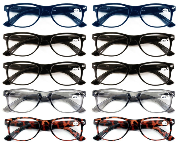 10 Pairs Comfortable Classic Reading Glasses for Men or Women – Lightweight Read