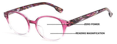 Oval Round Progressive Reading Glasses - Clear on Top - Mosaic Temple - AR Coat
