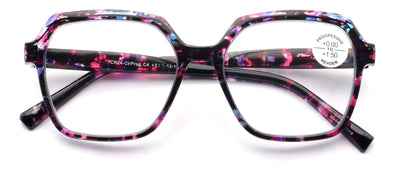 Women’s Square Progressive Clear Lens Reading Glasses – No Line - Clear On Top