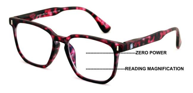 Matte Progressive Clear Reading Glasses - Anti Blue Blocker - Zero Power on Top