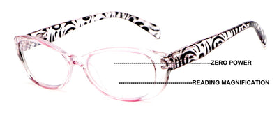 Women Leopard Print Translucent Progressive Reading Glasses - Zero Power On Top