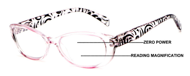 Women Leopard Print Translucent Progressive Reading Glasses - Zero Power On Top